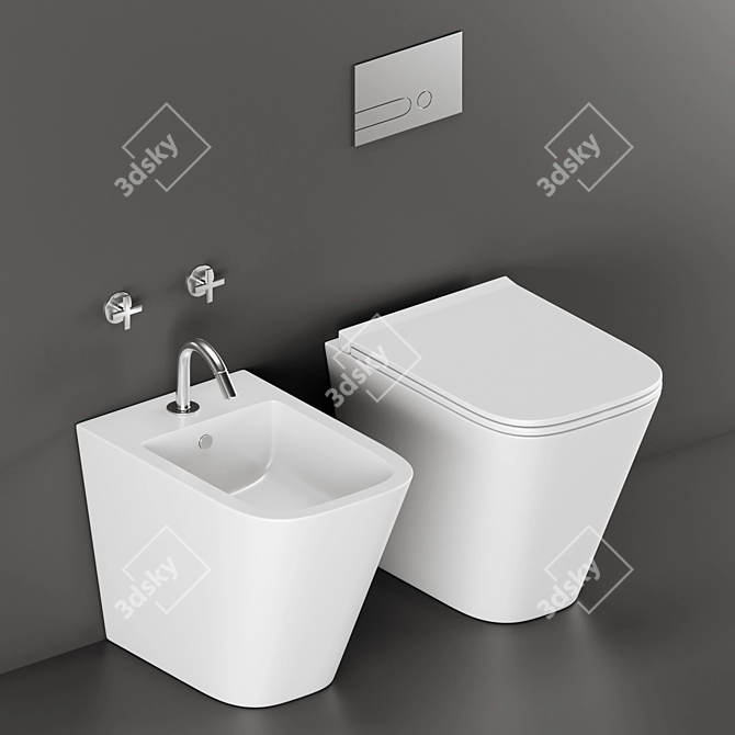 Azzurra Build: Ceramic Toilet & Bidet 3D model image 1