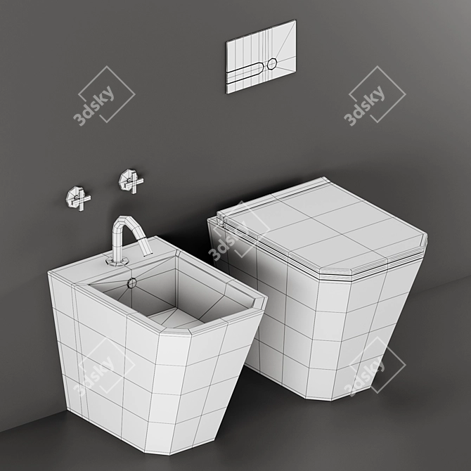 Azzurra Build: Ceramic Toilet & Bidet 3D model image 2