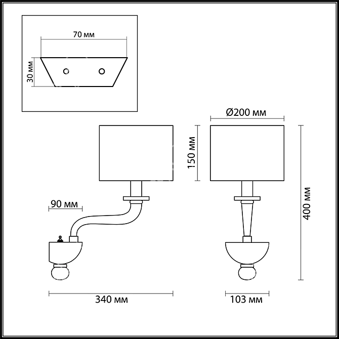 Gilded Glass Wall Sconce VOSTA 3D model image 3