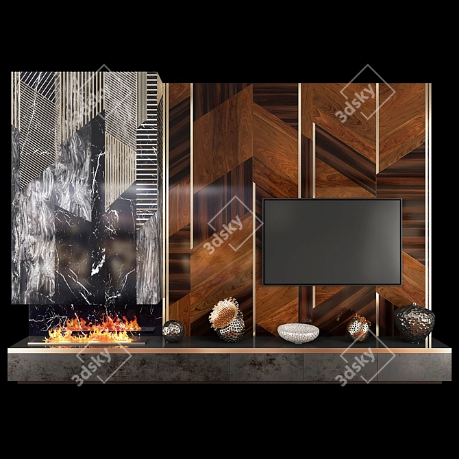 Modern TV Wall Unit Set | Minimalistic Design 3D model image 1