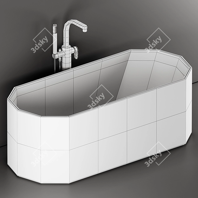 Flaminia Oval Ceramic Bath 3D model image 2