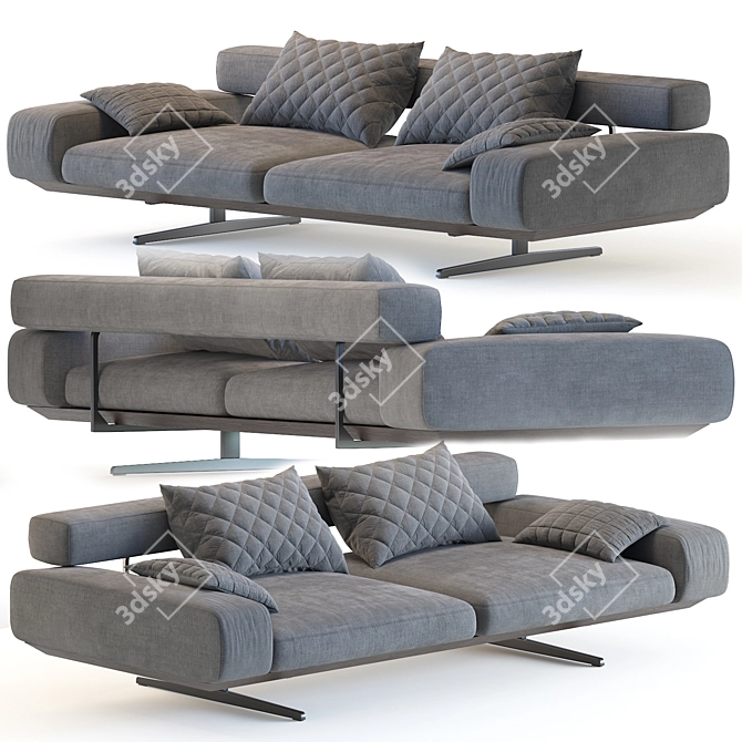 Elegant Wing Sectional Sofa 3D model image 1