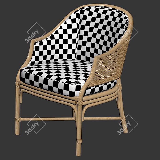 Elegant Mcguire Caned Chair 3D model image 3