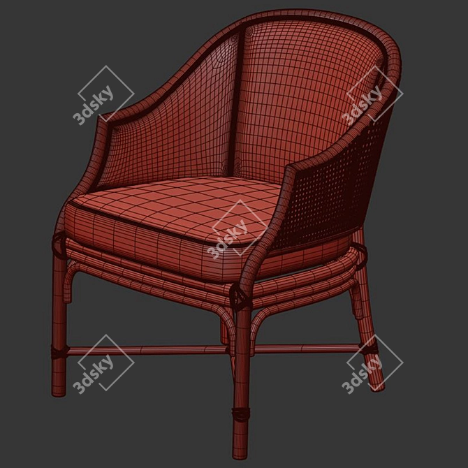 Elegant Mcguire Caned Chair 3D model image 4