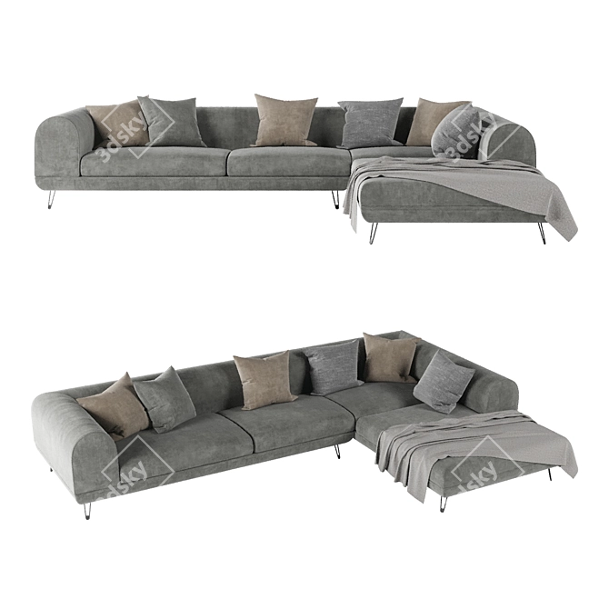 Modern Coastal Sectional Sofa 3D model image 1