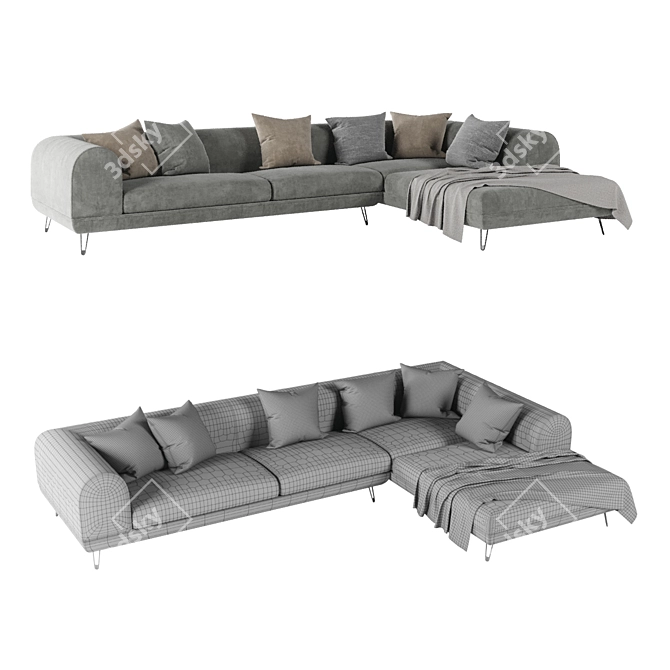 Modern Coastal Sectional Sofa 3D model image 2