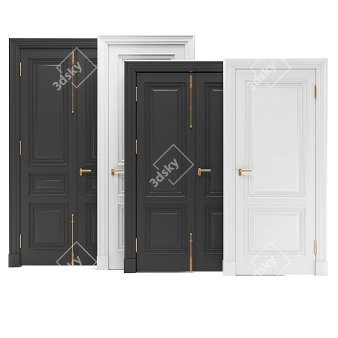 Classic Double and Single Doors 3D model image 1