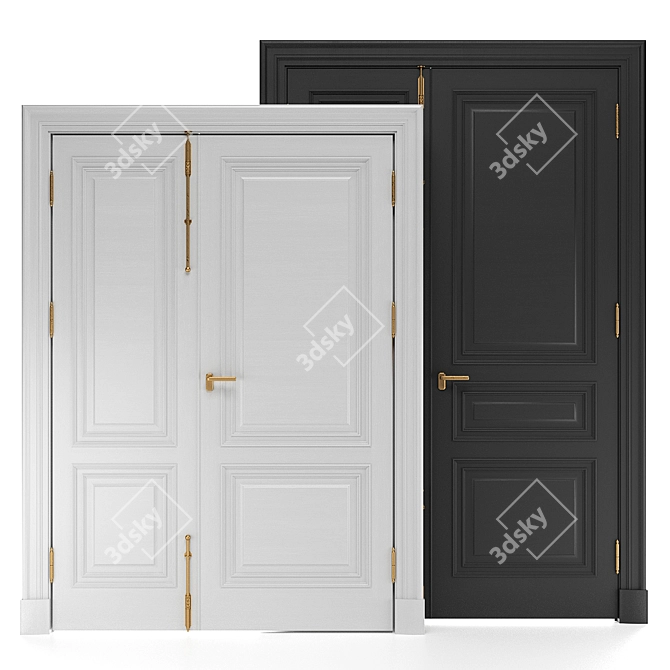 Classic Double and Single Doors 3D model image 2