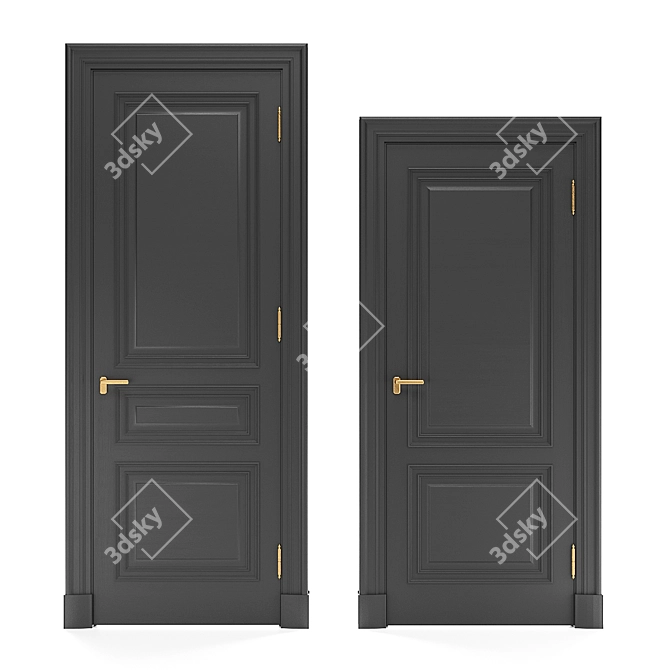 Classic Double and Single Doors 3D model image 4