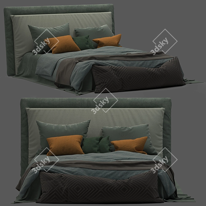 Boho Chic Bed: Handcrafted Elegance 3D model image 1