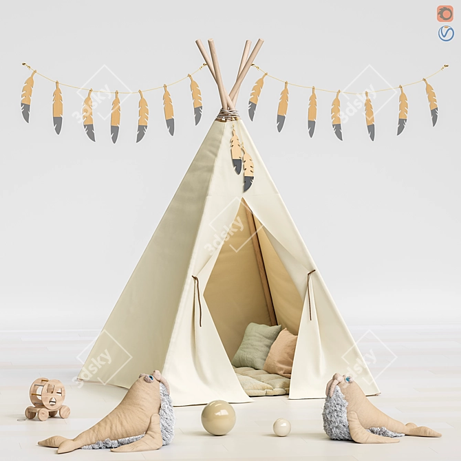 Kids Tent and Toy Furniture Set 3D model image 1