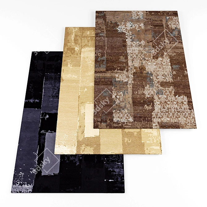 Deluxe Collection of 8 Textured Rugs 3D model image 1