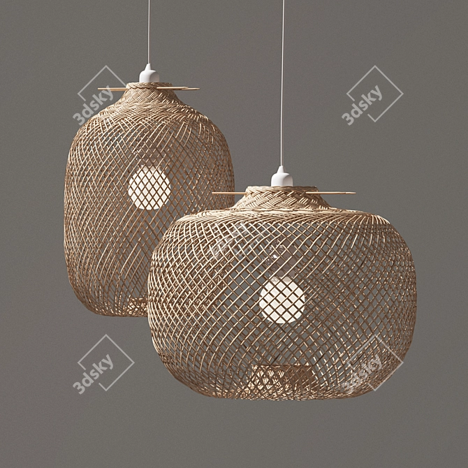 Versatile Laki Bamboo Pendant Shade 3D model image 1