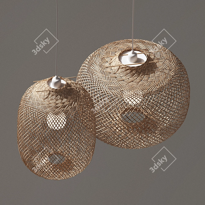 Versatile Laki Bamboo Pendant Shade 3D model image 4