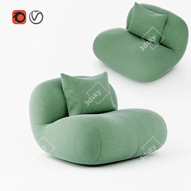 Elegant Pukka Armchair by Ligne Roset 3D model image 1