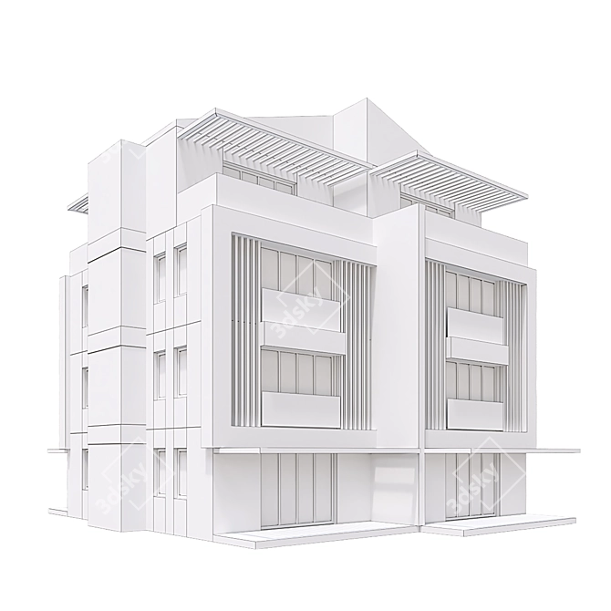 Modern 3D Residential Building 3D model image 3