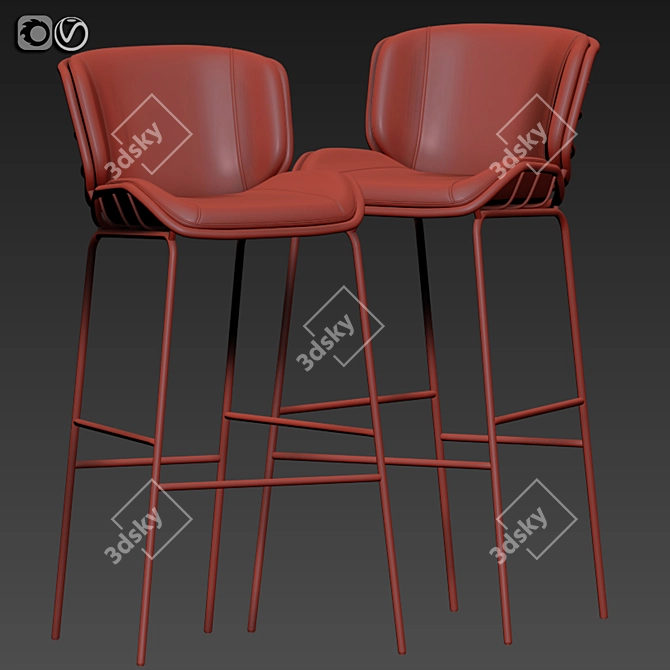 Modern Upholstered Bar Chair with Table 3D model image 3