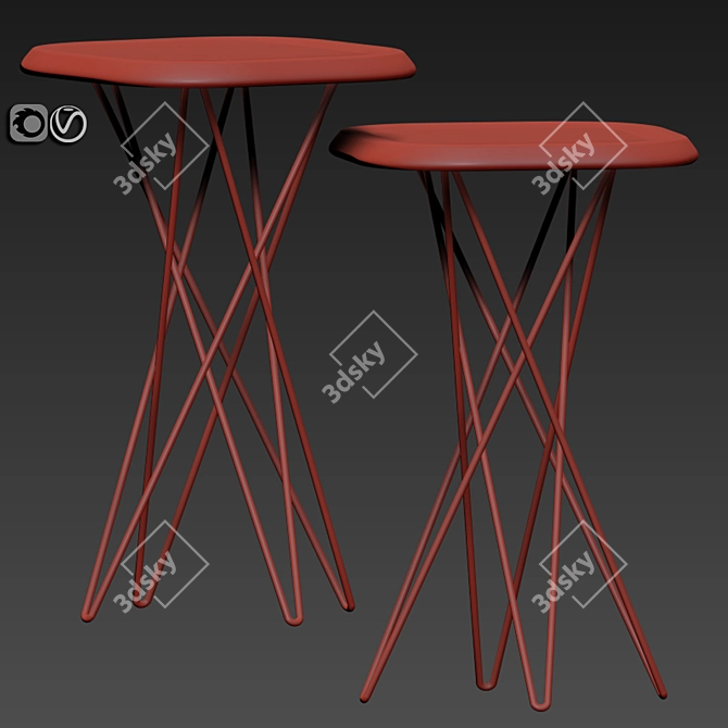 Modern Upholstered Bar Chair with Table 3D model image 4