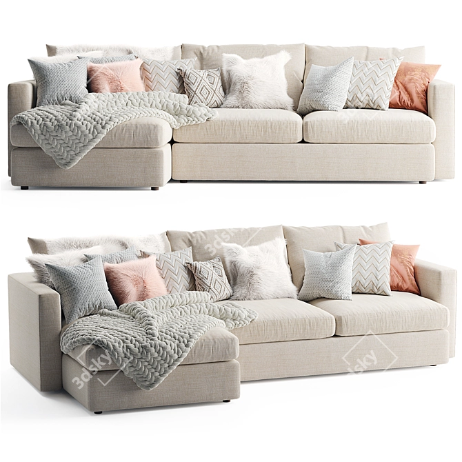 Luxurious Lounge II Sofa: Stylish & Spacious 3D model image 1