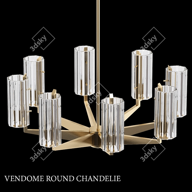 Elegant Vendome Round Chandelier 3D model image 1