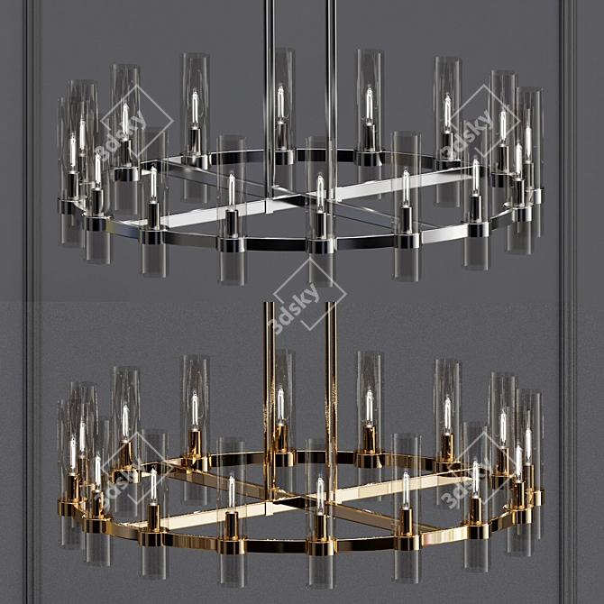 Ravelle Round Chandelier: Elegant Lighting Centerpiece 3D model image 1