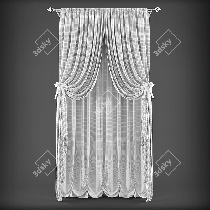 Elegant Blackout Curtains 3D model image 2