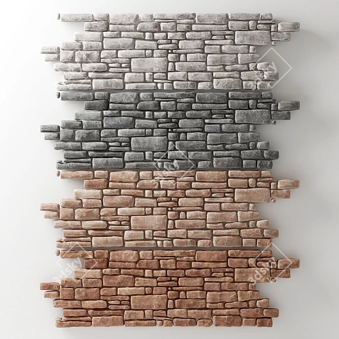 Decorative Brick Wall Tile 3D model image 3