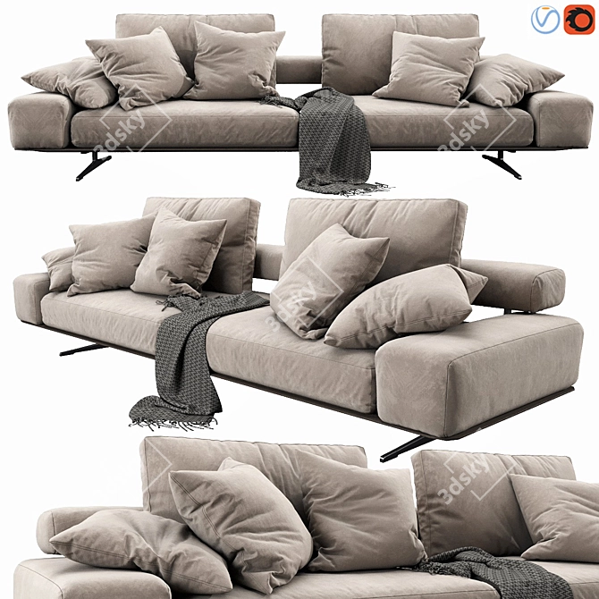 Contemporary Flexform Wing Sofa 3D model image 1