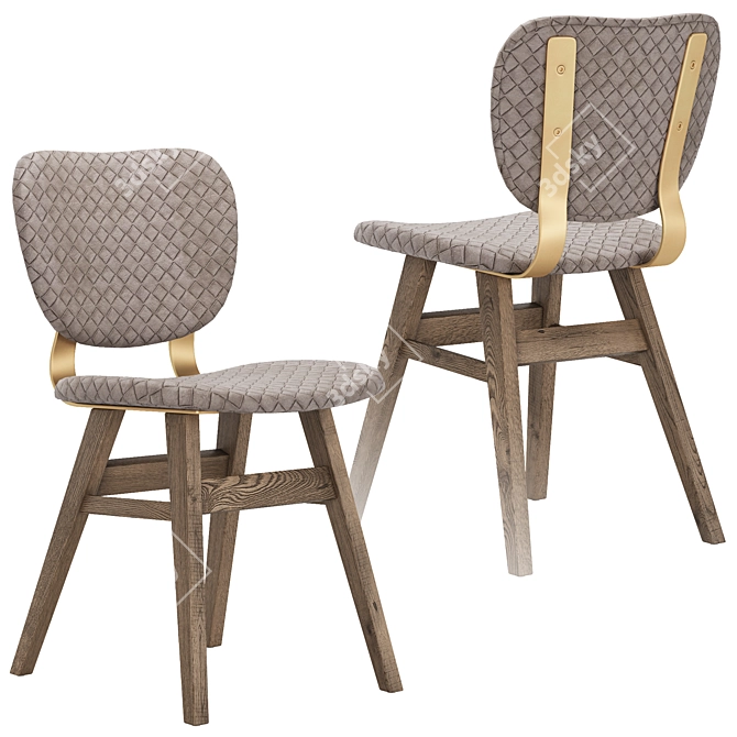 Sleek Embossed Grey Dining Chair 3D model image 1