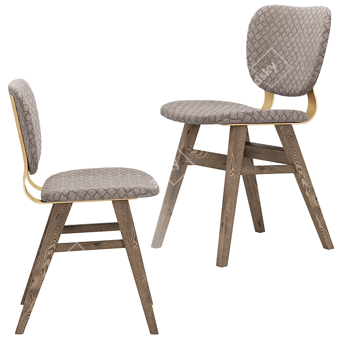 Sleek Embossed Grey Dining Chair 3D model image 2