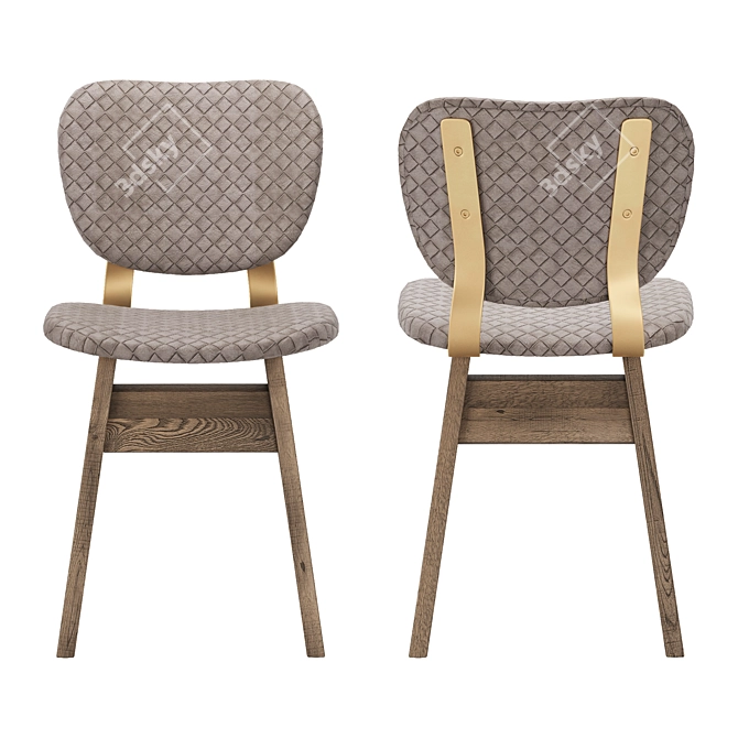 Sleek Embossed Grey Dining Chair 3D model image 3