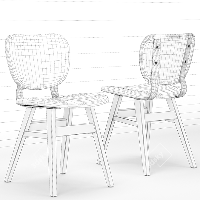 Sleek Embossed Grey Dining Chair 3D model image 4