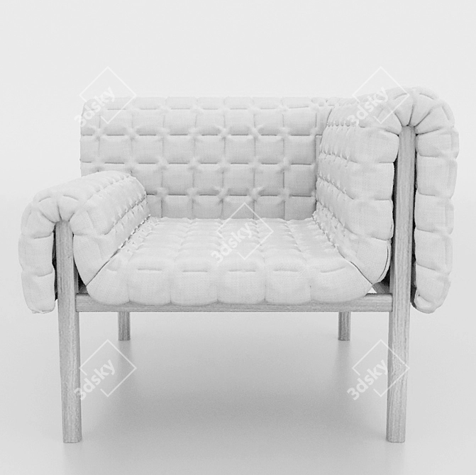 Modern Velvet Armchair 3D Model 3D model image 6