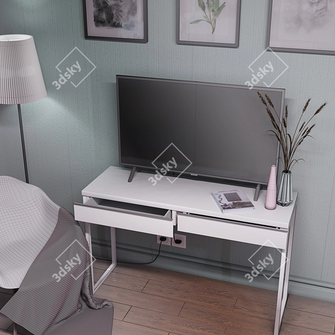 Besto-Burs Console Table with Fanbyun Easy Chair 3D model image 3