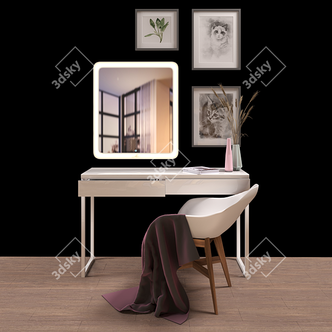 Besto-Burs Console Table with Fanbyun Easy Chair 3D model image 7