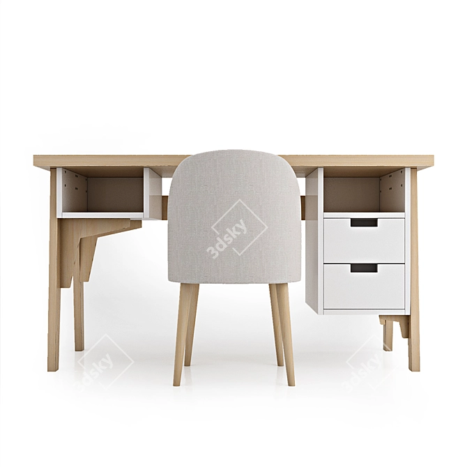 Modern Desk with Drawers 3D model image 13