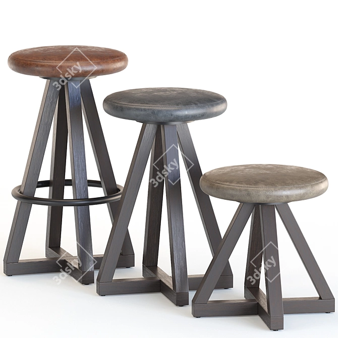 Sleek X Stools with Los Angeles Charm 3D model image 2