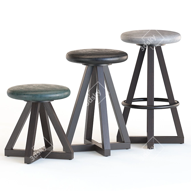 Sleek X Stools with Los Angeles Charm 3D model image 3