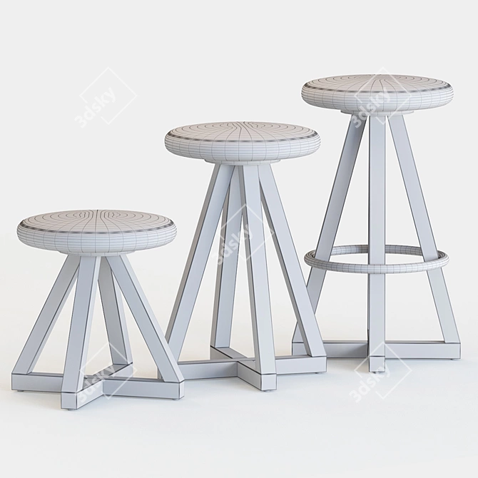 Sleek X Stools with Los Angeles Charm 3D model image 4