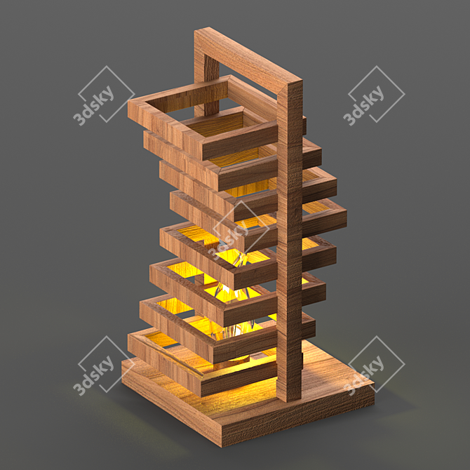 Elegant Wooden Night Lamp 3D model image 2