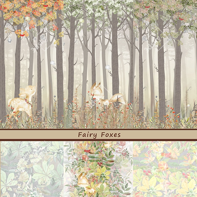 Enchanting Fairy Foxes Wallpaper 3D model image 1