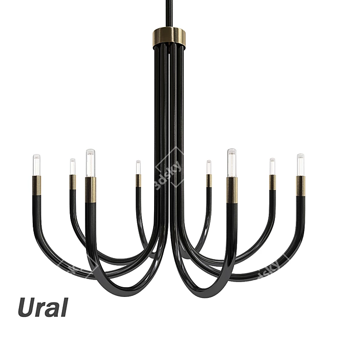 Industrial Iron Ural Chandelier 3D model image 1