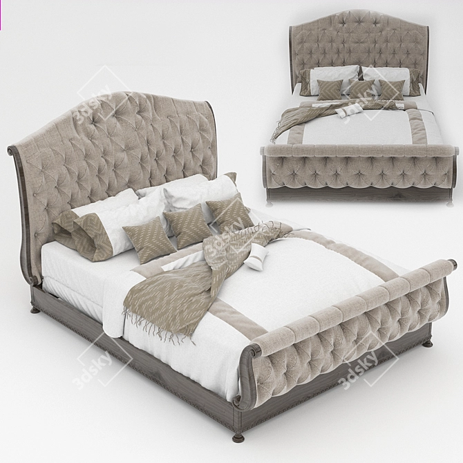 Rhapsody Queen Tufted Bed 3D model image 1