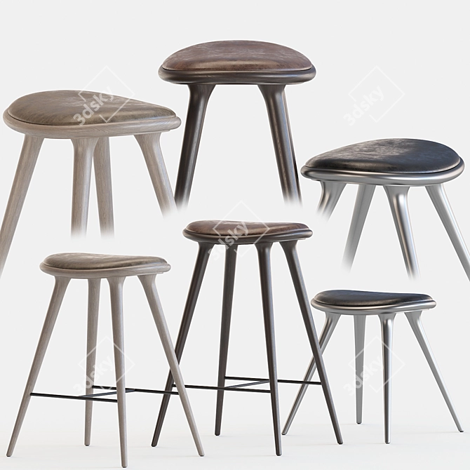 Mater Stools: Elegant Mid-Century Design 3D model image 1