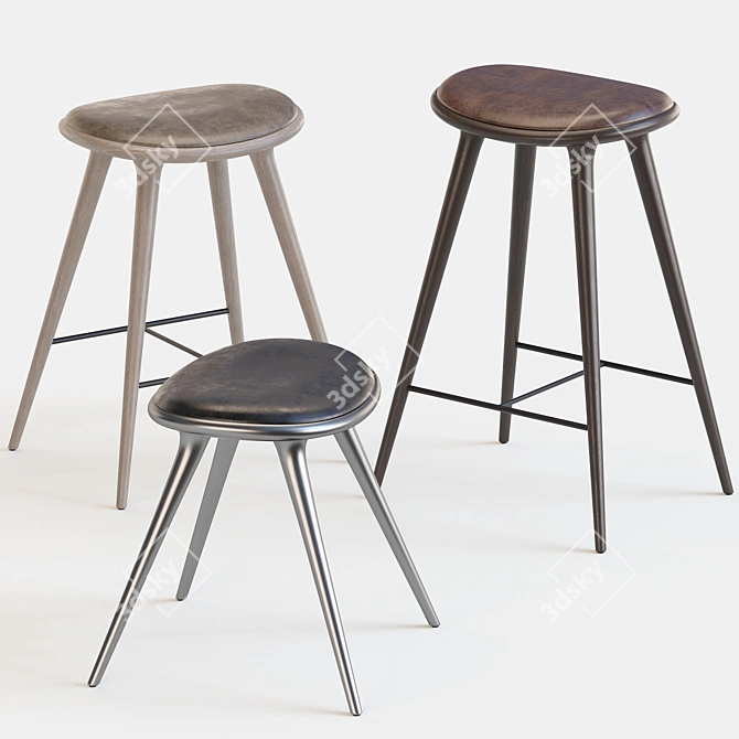 Mater Stools: Elegant Mid-Century Design 3D model image 2