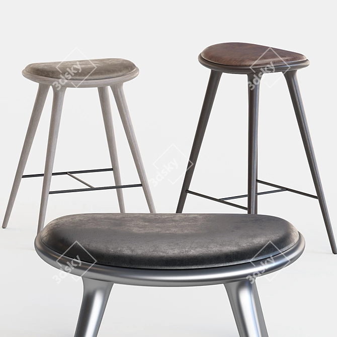 Mater Stools: Elegant Mid-Century Design 3D model image 3