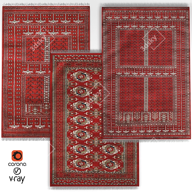 Authentic Turkmen Rug 3D model image 1