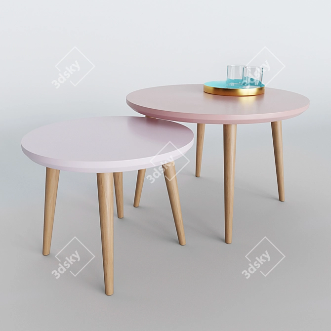 Colorful Set of 2 Coffee Tables, Various Sizes 3D model image 1