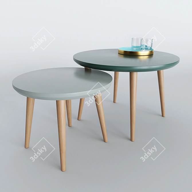 Colorful Set of 2 Coffee Tables, Various Sizes 3D model image 2