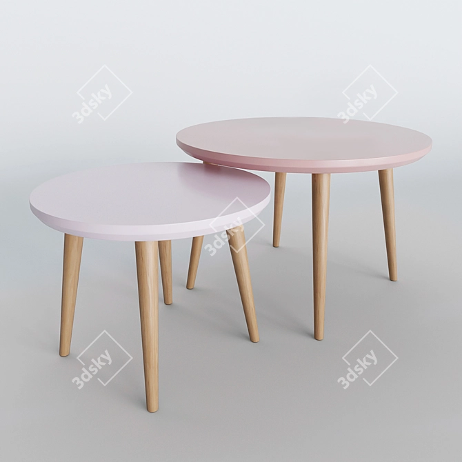 Colorful Set of 2 Coffee Tables, Various Sizes 3D model image 3